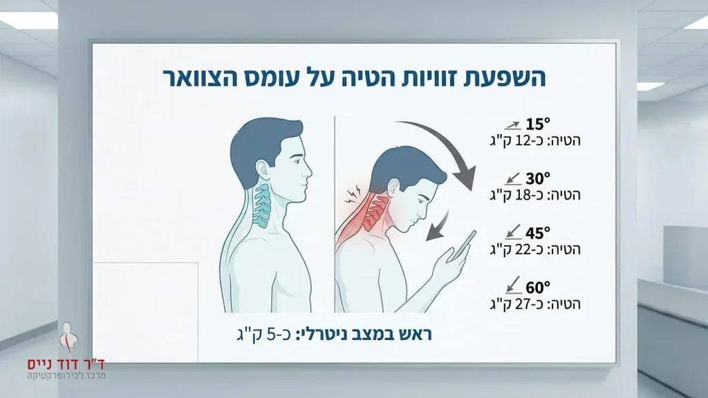 השפעת זווית הטיה על עומס הצוואר - מרכז ד"ר נייס לכירופרקטיקה