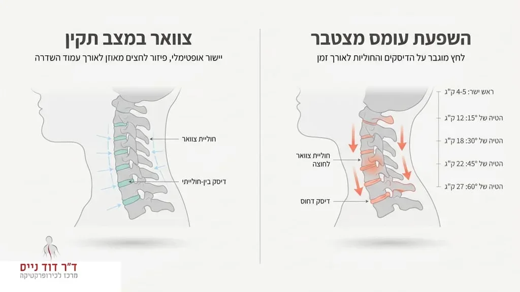 אחרי הציטוט המדבר על העומס המצטבר על חוליות הצוואר השפעת עומס מצטבר על הצוואר - מרכז דוד נייס לכירופרקטיקה
