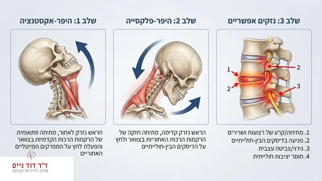 הדמיה של פגיעת צליפת שוט בצוואר בעקבות תאונה
