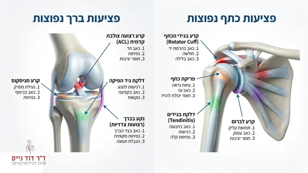 אחרי פירוט סוגי פציעות ספורט נפוצות כולל ברך וכתף סוגי פציעות ספורט נפוצות בברך ובכף הרגל